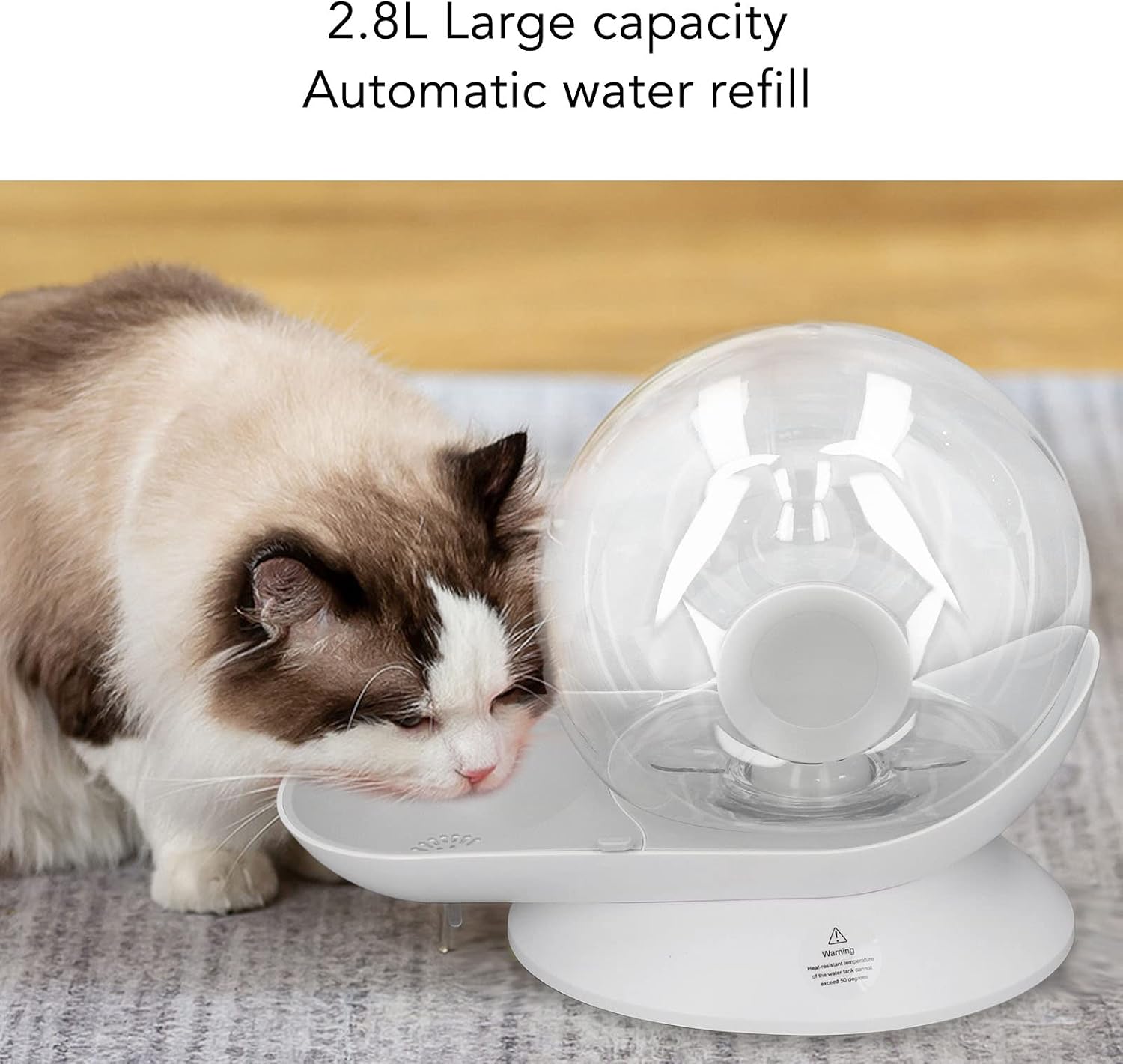 Cat Drinking Fountain, 2.8L Automatic Large Capacity Transparent Snail Shaped Pet Water Dispenser Bowl for Small Pets (Gray)