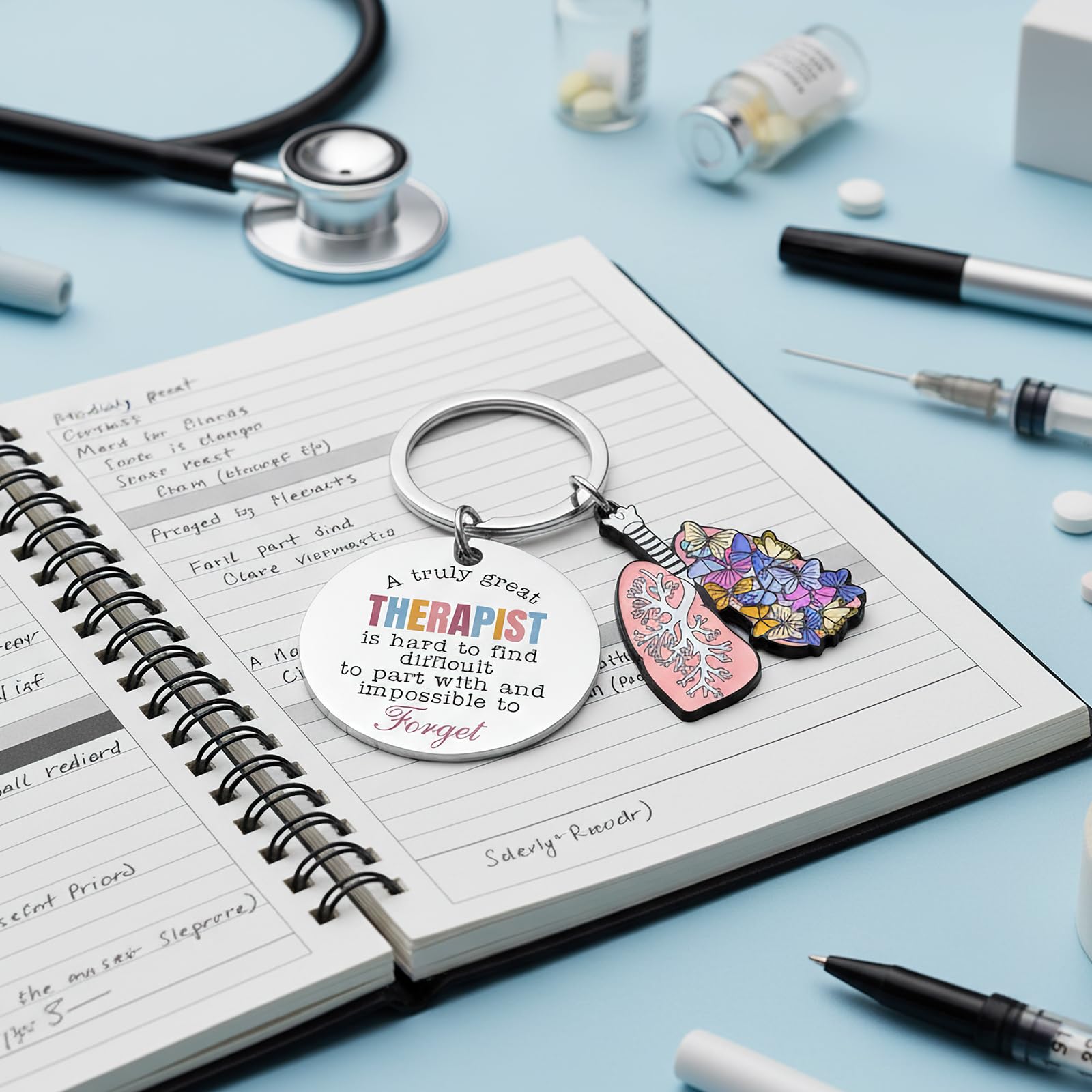 Respiratory Therapist Accessories Gifts - Butterflies Lung Therapy Keychain for Women Men Student Radiology Technologist Graduation Birthday Christmas RT Week Retirement Appreciation Gift