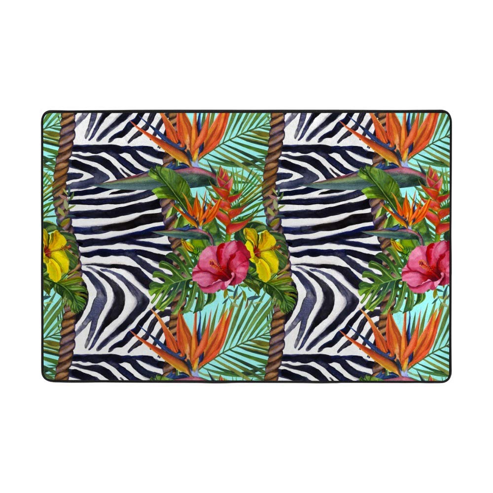 Tapis velours épais tropical vert corail qui ne perd pas ses poils
