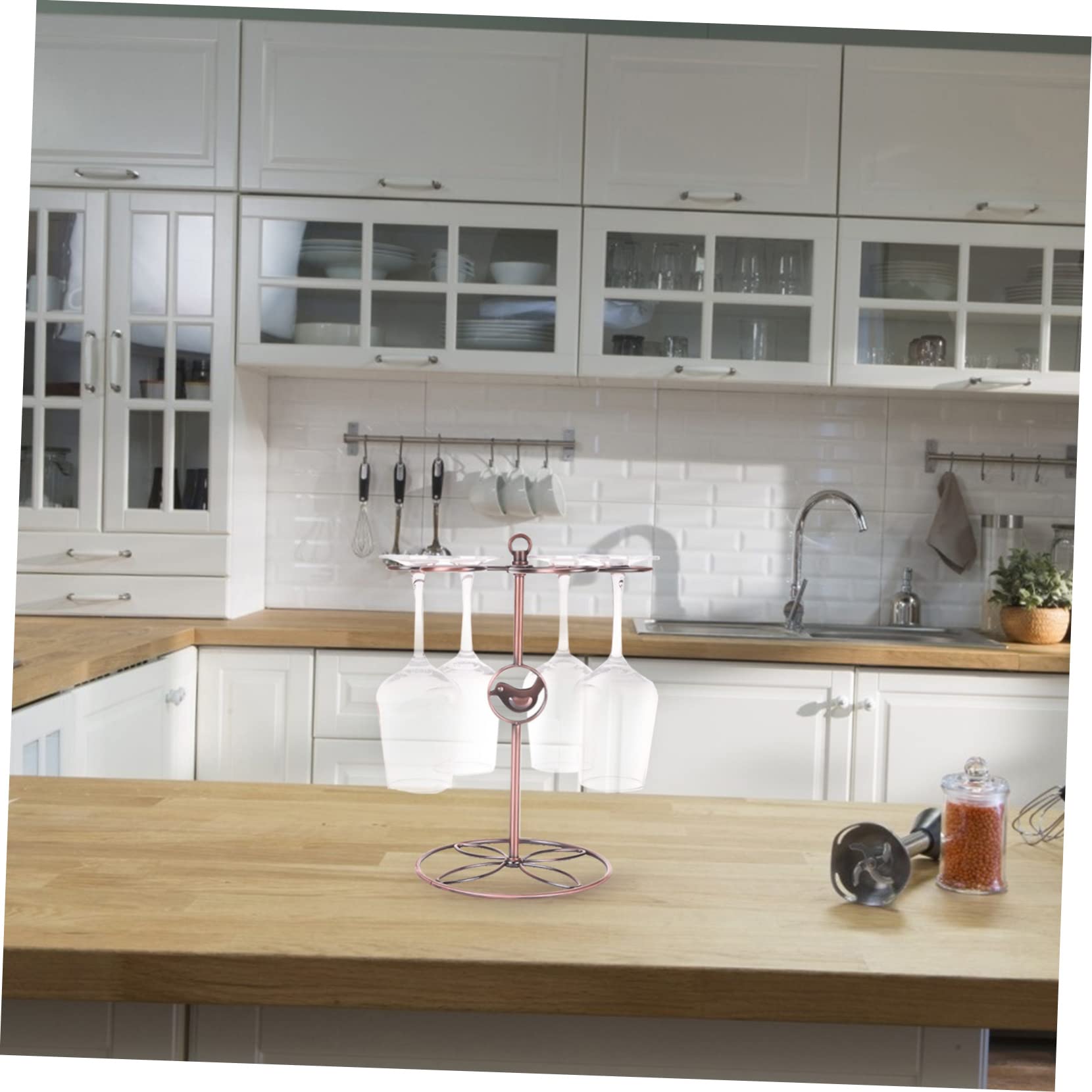 BRIGHTFUFU 1pc Elegant Red Wine Glass Rack Upside Down Stemware Holder for Home Storage Design Stable Base for Displaying and Drying Glasses Great Housewarming present