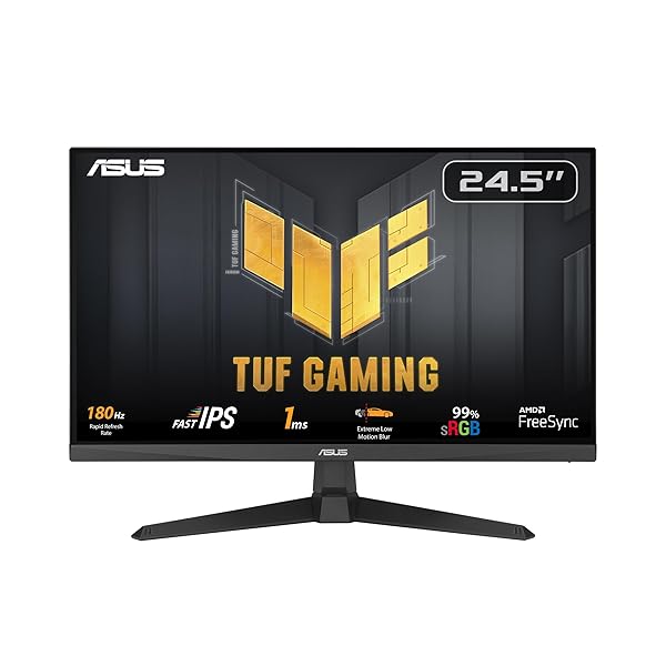 ASUS TUF Gaming 25 (24.5 viewable) 1080P Gaming Monitor (VG259Q3A) FHD, 180Hz, 1ms, Fast IPS, Extreme Low Motion Blur, FreeSync, Variable Overdrive, Speakers, 99% sRGB, Shadow Boost 3yr Warranty