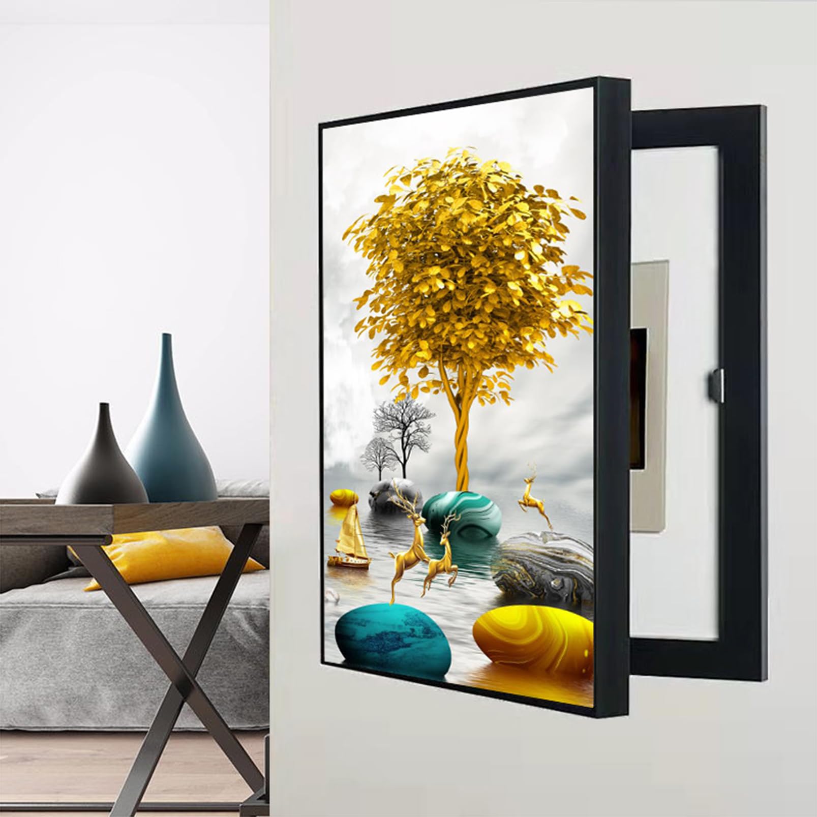 Copertura Decorativa Per Contatore Elettrico | 50x70 Cm Blu | Impermeabile E Anti Polvere - Foto 10