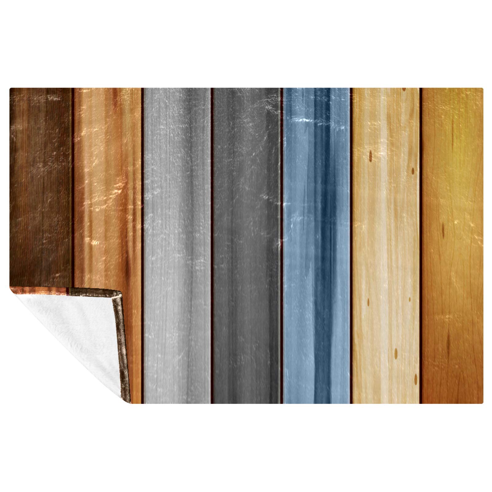 Couverture plaid imprimé bois 150x100 cm canapé chaud et doux