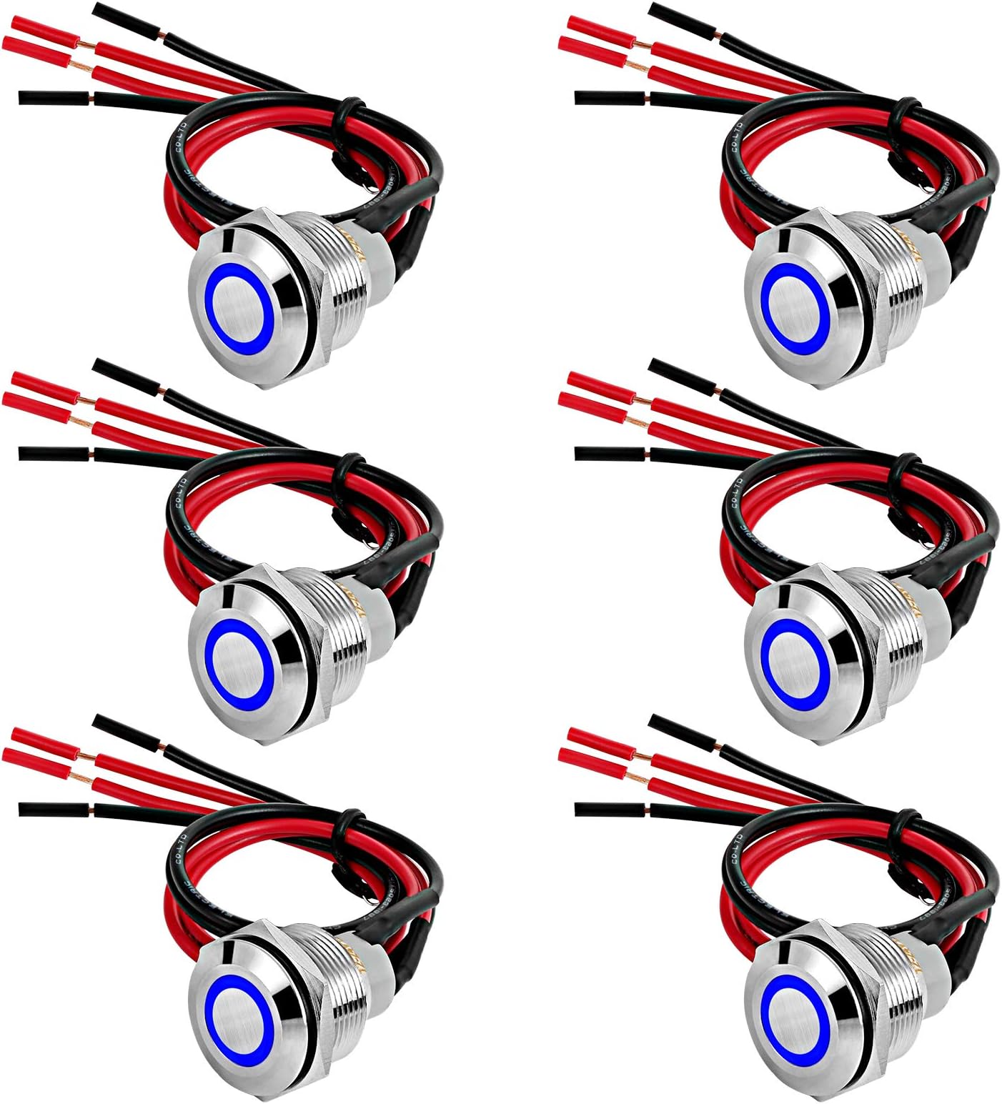 Keenso 19mm LED Druckschalter 12V-24V - Wasserdichter Edelstahl Schalter Mit Beleuchtung