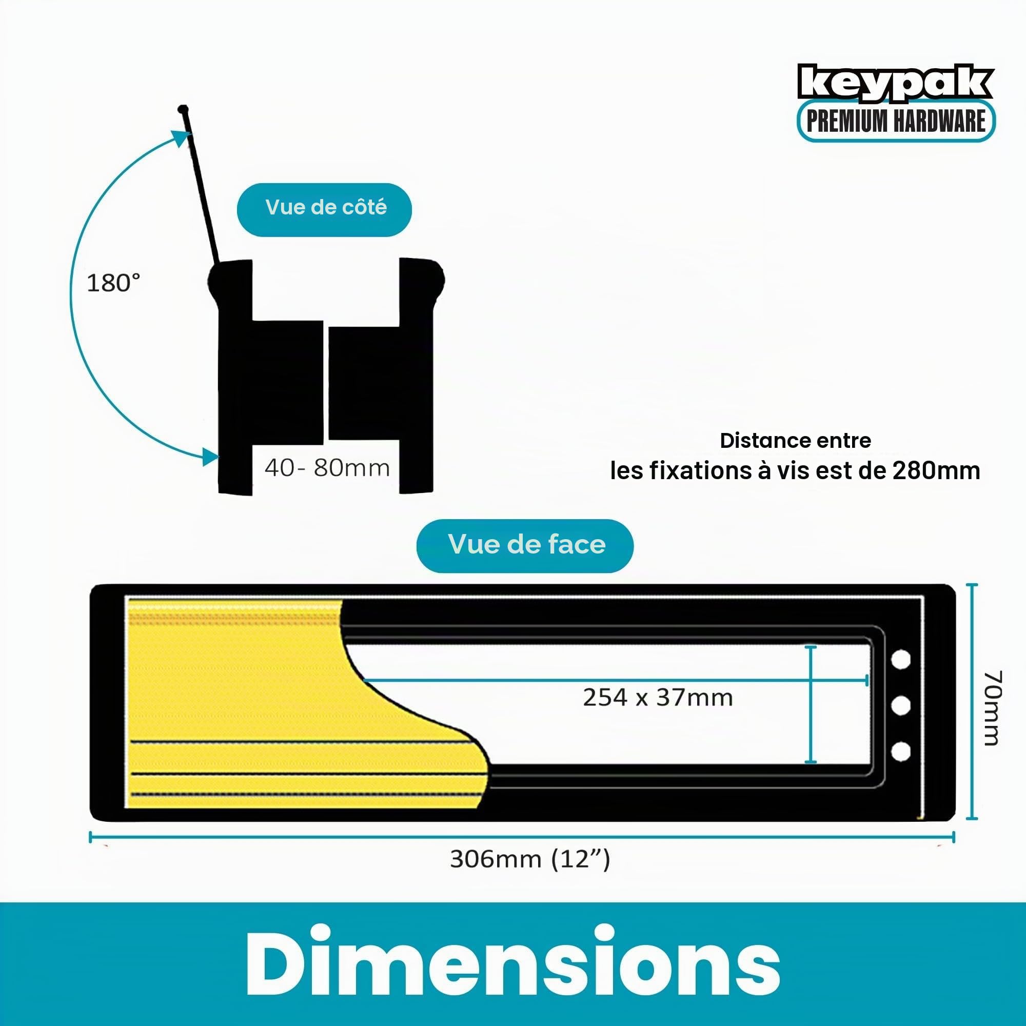 Keypak Boîte aux Lettres avec Porte à Manches de 30,6 cm – Rabat Anti-claquement et Boudin de Porte pour Portes en uPVC, Composite et Bois de 40 à 80 mm (Blanc)