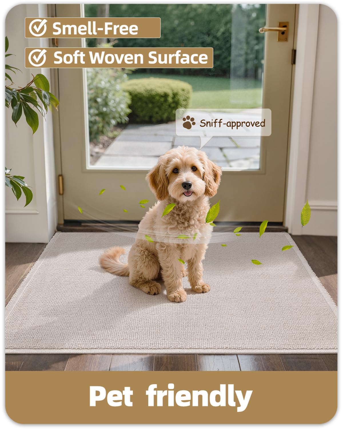 Tapis D'entrée Extra Fin 120x180 Cm – Motif Géo Beige, Antidérapant, Pour Intérieur/extérieur