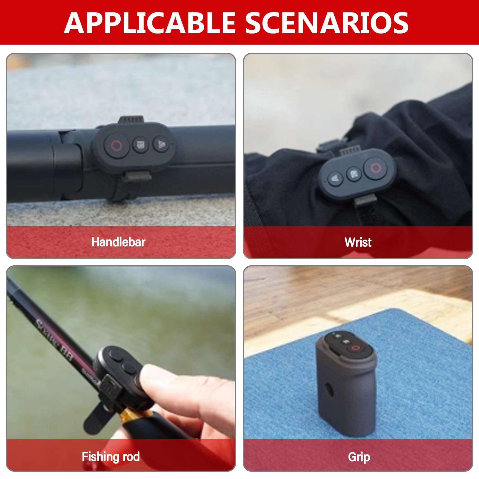Telecomando Bluetooth compatibile con Insta360 X5/4/3/2/Go3/S/ACE pro/ACE GoPro 13/12/11/10/9/8/IOS/Android, portata 10 m, con cinturino e supporto per bicicletta per avventure all'aria aperta e