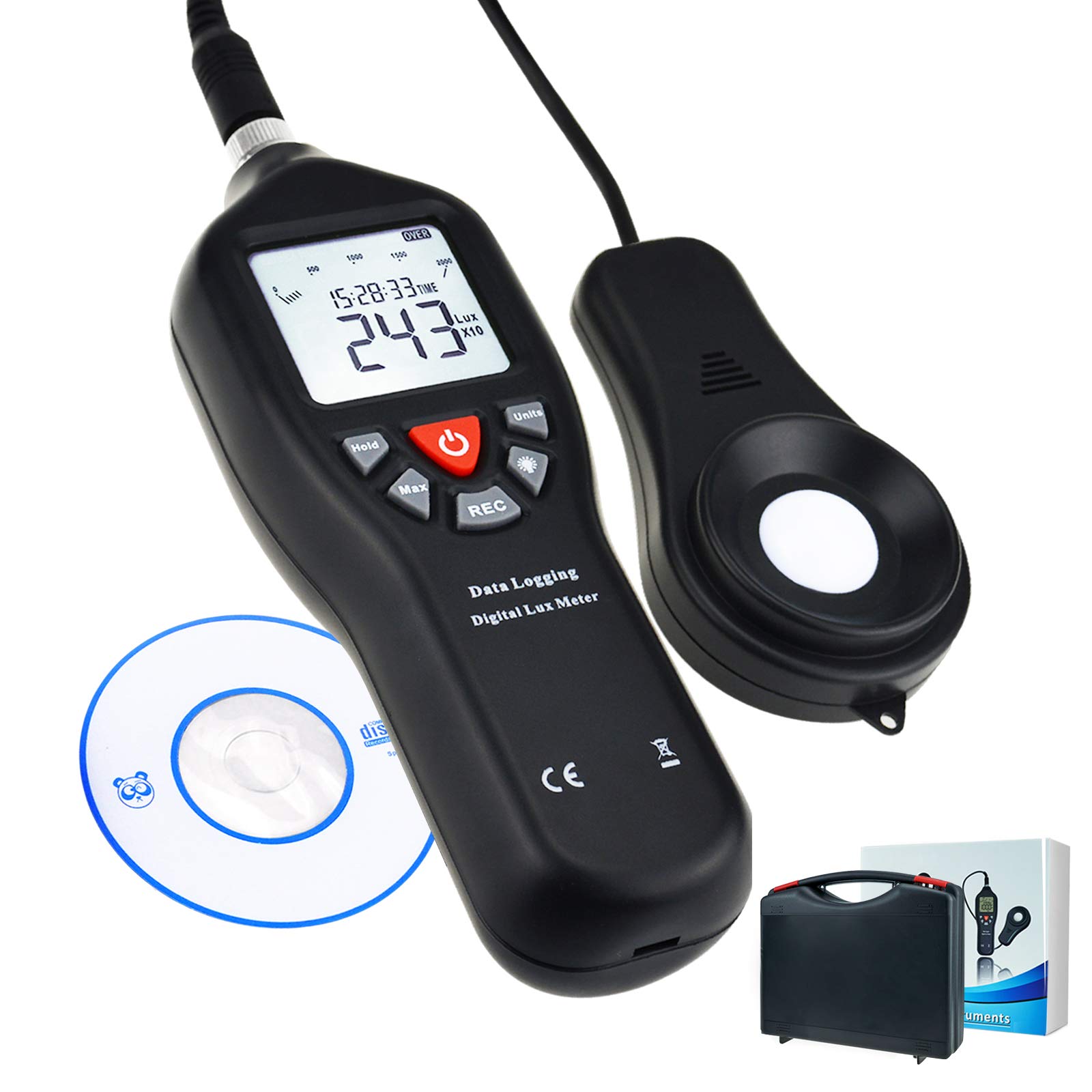 Digital Light Lux Meter Avec Enregistrement De Données Fonction Plage De Mesure 0 À 200 000 Lux Auto Ranging Instrument Détecteu