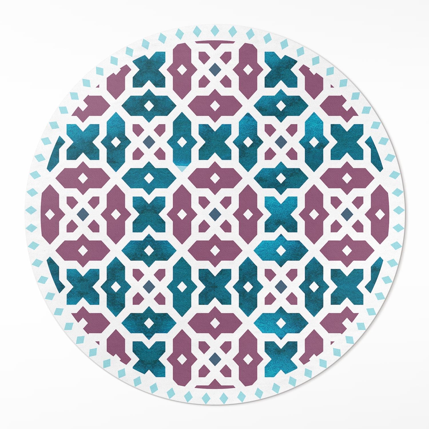 Tapis vinyle rond ø140 cm PVC durable entretien facile mosaïque de carreaux maison deco