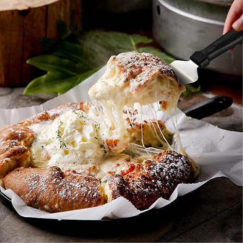 Miniatura 7 de Espátula para pizza, servidor de tartas, de acero inoxidable, antideslizante, fácil de agarrar, para hornear, espada triangular, mango de plástico,