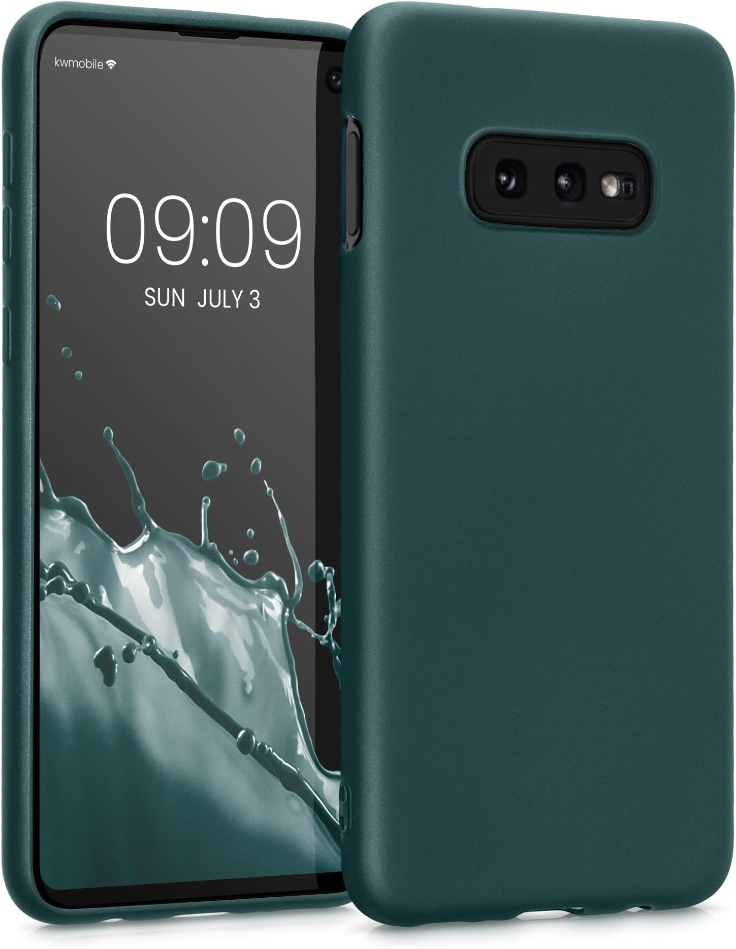 kwmobile Case for Samsung Galaxy S10e Case - Soft Slim Metallic TPU Silicone Cover - Metallic Teal