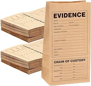70 Pack Paper Evidence Bags, Kraft Paper Scene Supplies for Receipts Props for Small Items Forensics Scene Decorations Investigation Theme Events Party Mystery Parties, 9.45 x 5 x 3 inch