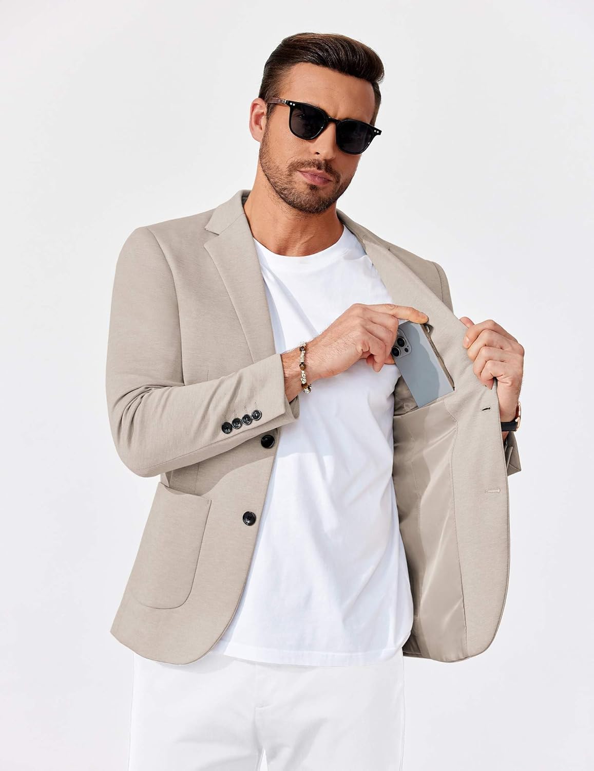 COOFANDY Men's Casual Knit Blazer Slim Fit Lightweight Sport Coat Stretch Two Button Suit Jacket - Image 3