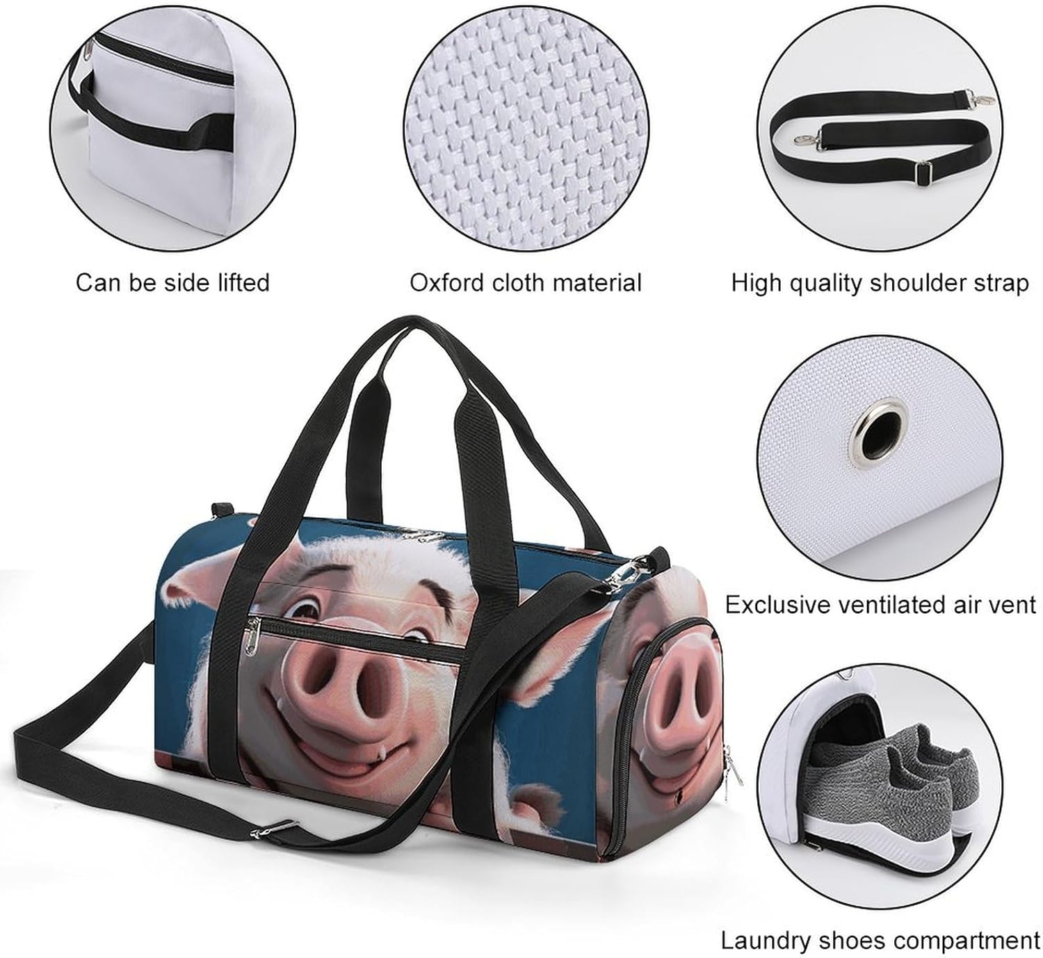 Gym Bag Duffle Bag Smiling Printed Yoga Bag Printed Backpack Duffel Bag Small Gym Bag for Travel Sports