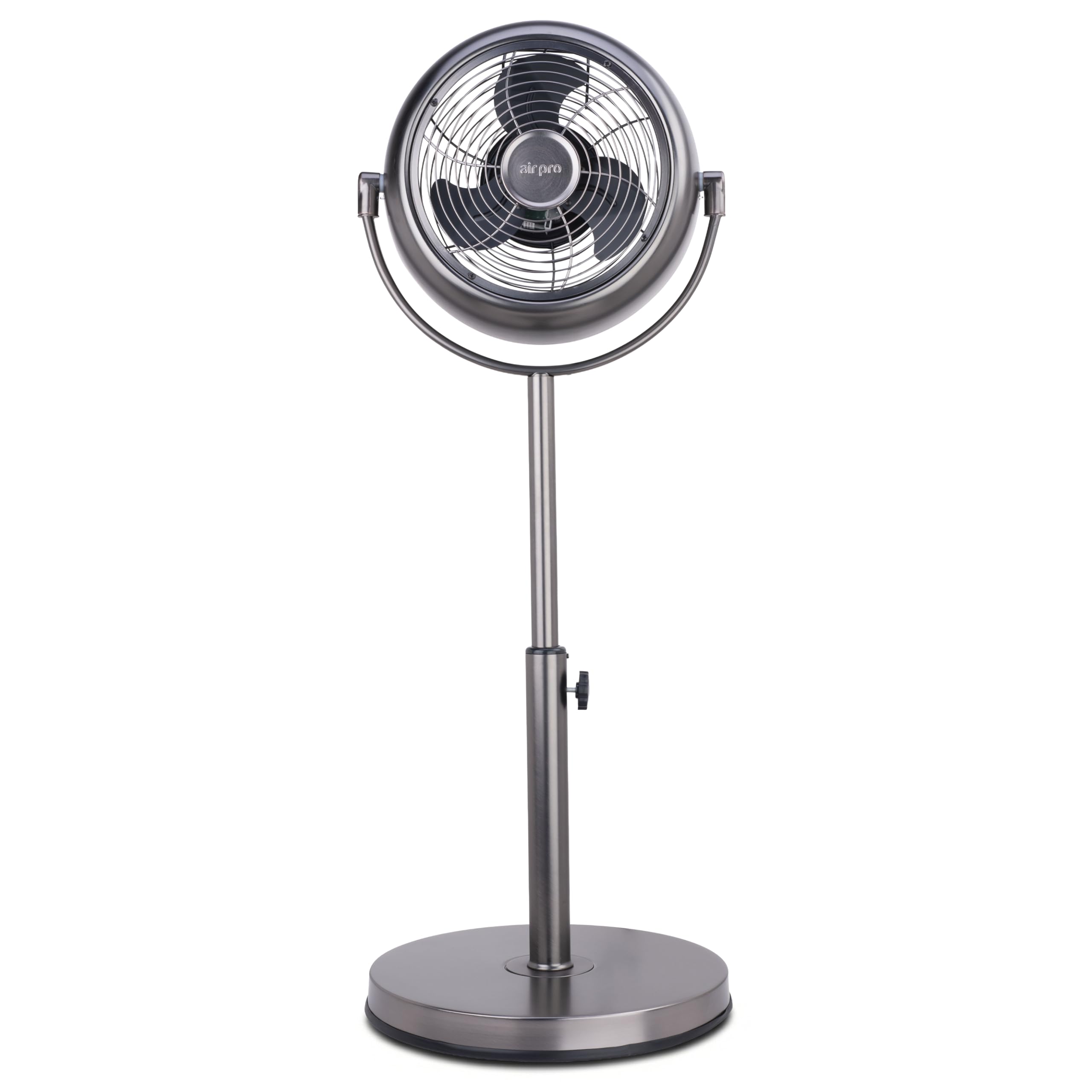 Air Pro 8? Pedestal Fan Retro Style Metal Standing Fan Adjustable Height and Oscillation - Powerful Airflow For Instant Cooling 3 Speeds Compact with Quiet Operation to use at Home Office or Bedroom