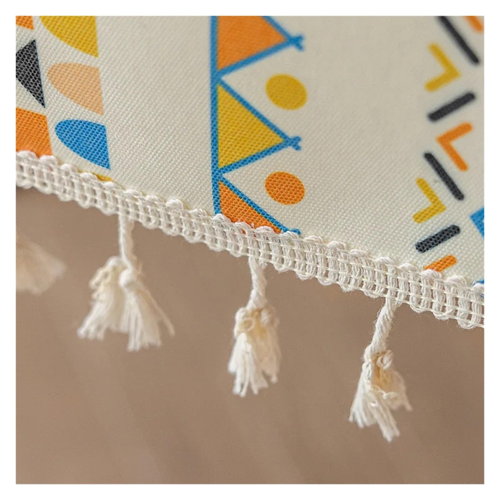 Mantel impermeable, tela de algodón y lino resistente al aceite, diseño étnico rectangular con borlas, perfecto para casas de familia, 120 x 160 cm