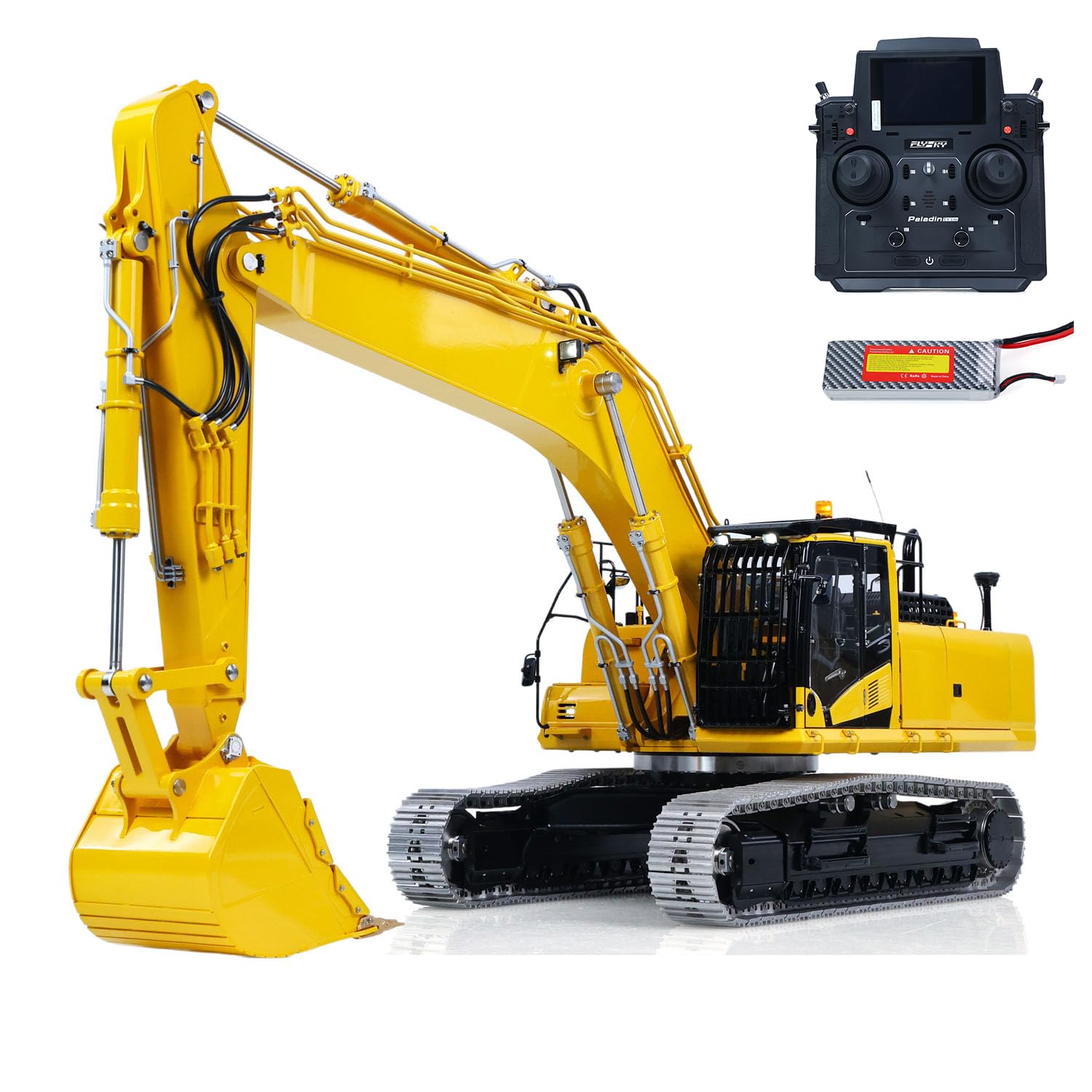 Escavatore idraulico radiocomandato in metallo 1/14 RTR Aoue PC500 RC Digger a 7 vie, valvola PL18EV Lite, batteria
