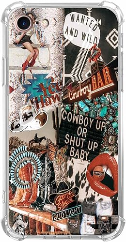 Nsyosio Funda de TPU para iPhone 7, 8 y SE, diseño retro de vaquera vaquera, para hombres y mujeres, funda de TPU única y moderna para iPhone 78SE