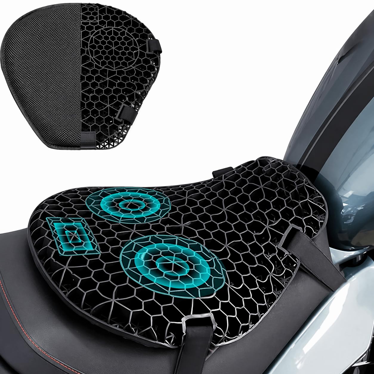 DMGHNY Motorcycle Gel Seat Cushion for Triumph Bonneville 1959-1982, 3D Honeycomb Design Highly Breathable Pressure Resistant And Does Not Deform Motorcycle Seat Pad