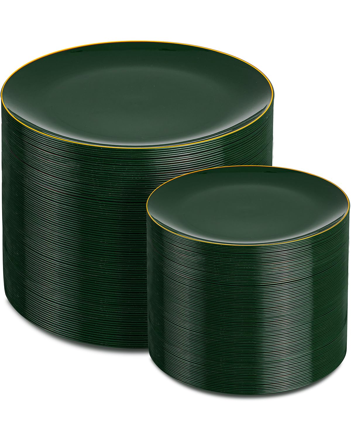 Photo 1 of PULOTE 200PCS Green Plastic Plates - Heavy Duty Green Disposable Include 100 Each (10 inch Dinner & 7 inch Dessert) Plates for Christmas Party