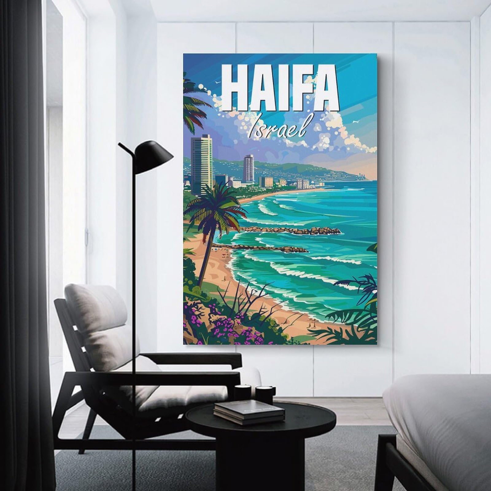 Junmoney Canvas Wall Decor Haifa Israel, 20x30inch(50x75cm), for Gallery Wall Layouts in Home Or Office, Home Wall Art for Statement Displays