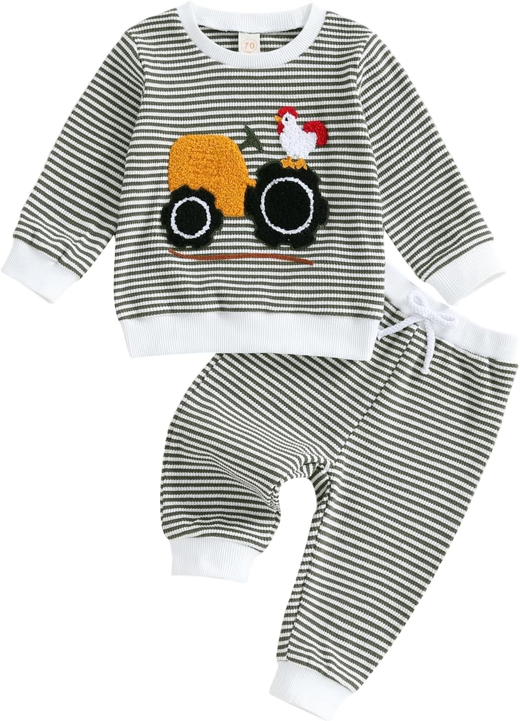Toddler Baby Boy Fall Winter Outfits Tractor Print Long Sleeve Sweatshirt Pants Set Kids Sweatsuit Clothes