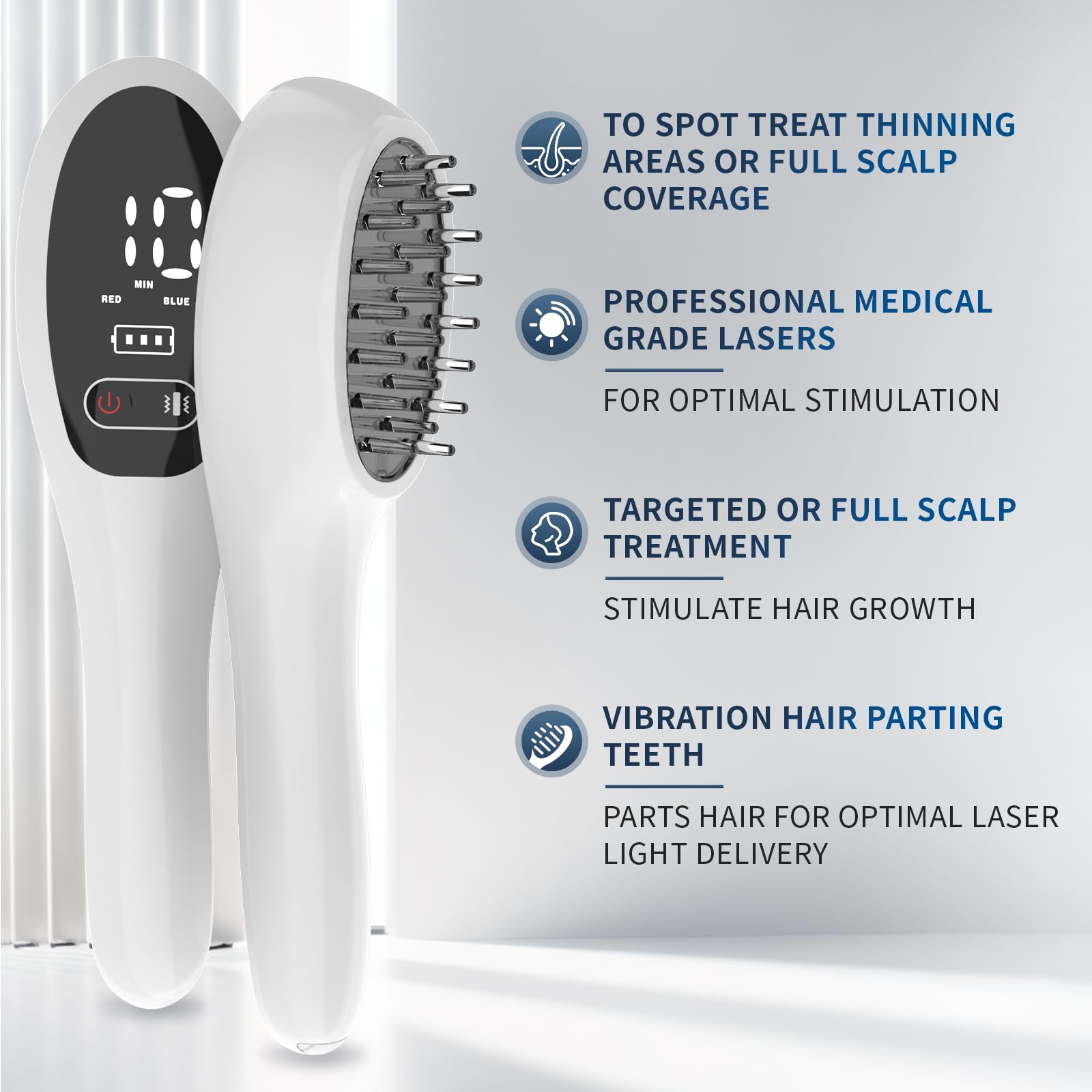iKeener Laser Comb,Red&Blue Light Therapy to Eliminate Hair Loss,Portable Prevent Hair Loss Comb,Red Light Therapy Promote Hair Growth,Stimulate Hair Follicle Activation&Hair Repair,Blue Light Clean - Image 2