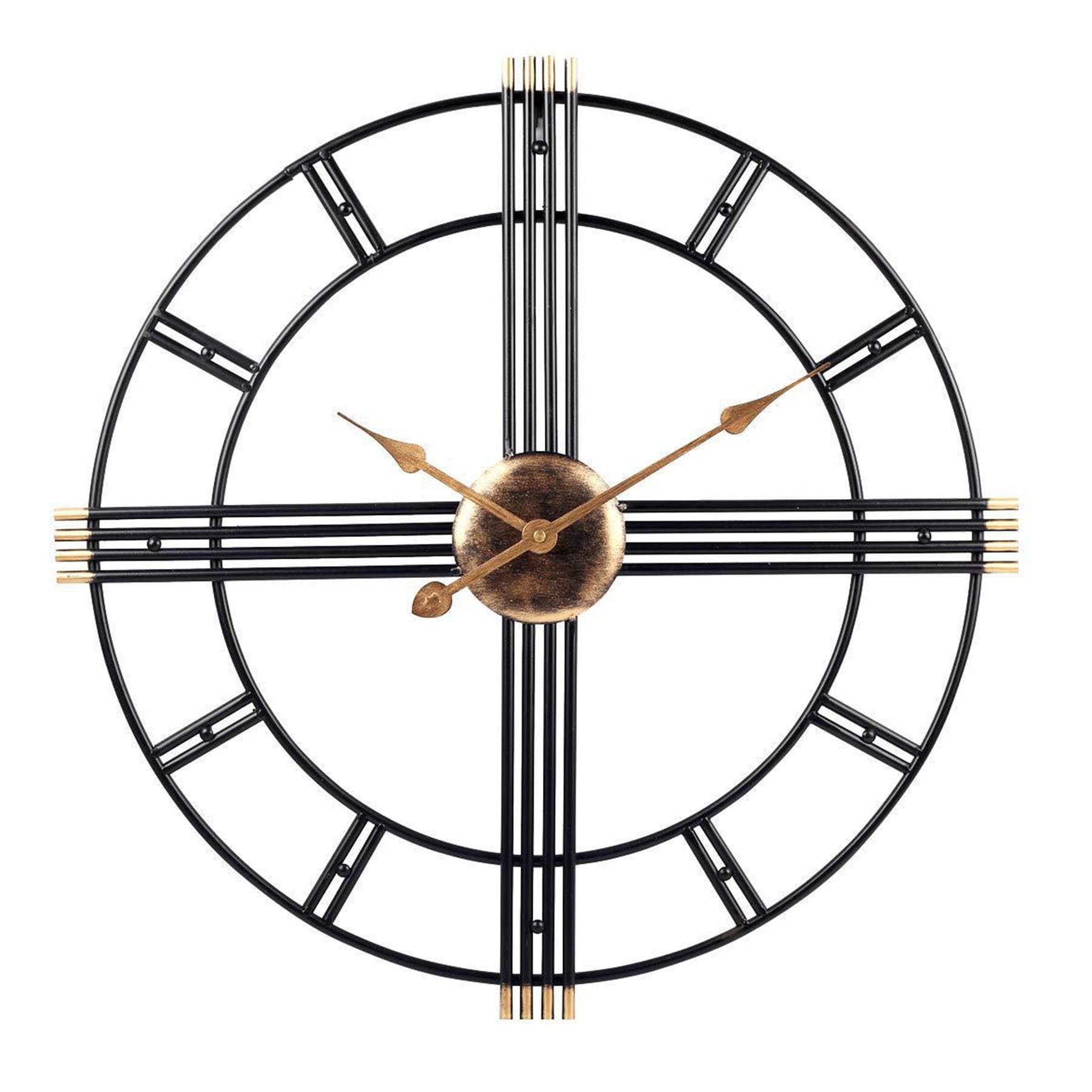Horloge salon vintage 60 cm en métal noir chic et moderne