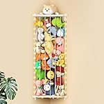 Stuffed Animal Storage Shelf Organizer(Patented) - Corner Stuffed Animal Holder Length Adjustable - Wall Plush Storage with Light for Nursery Playroom Bedroom Kids Room (Beige)