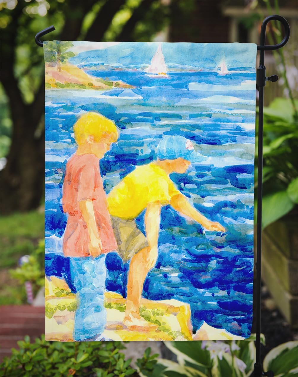Caroline's Treasures 6008GF The Boys at the lake or beach Flag Garden Size, Small, multicolor