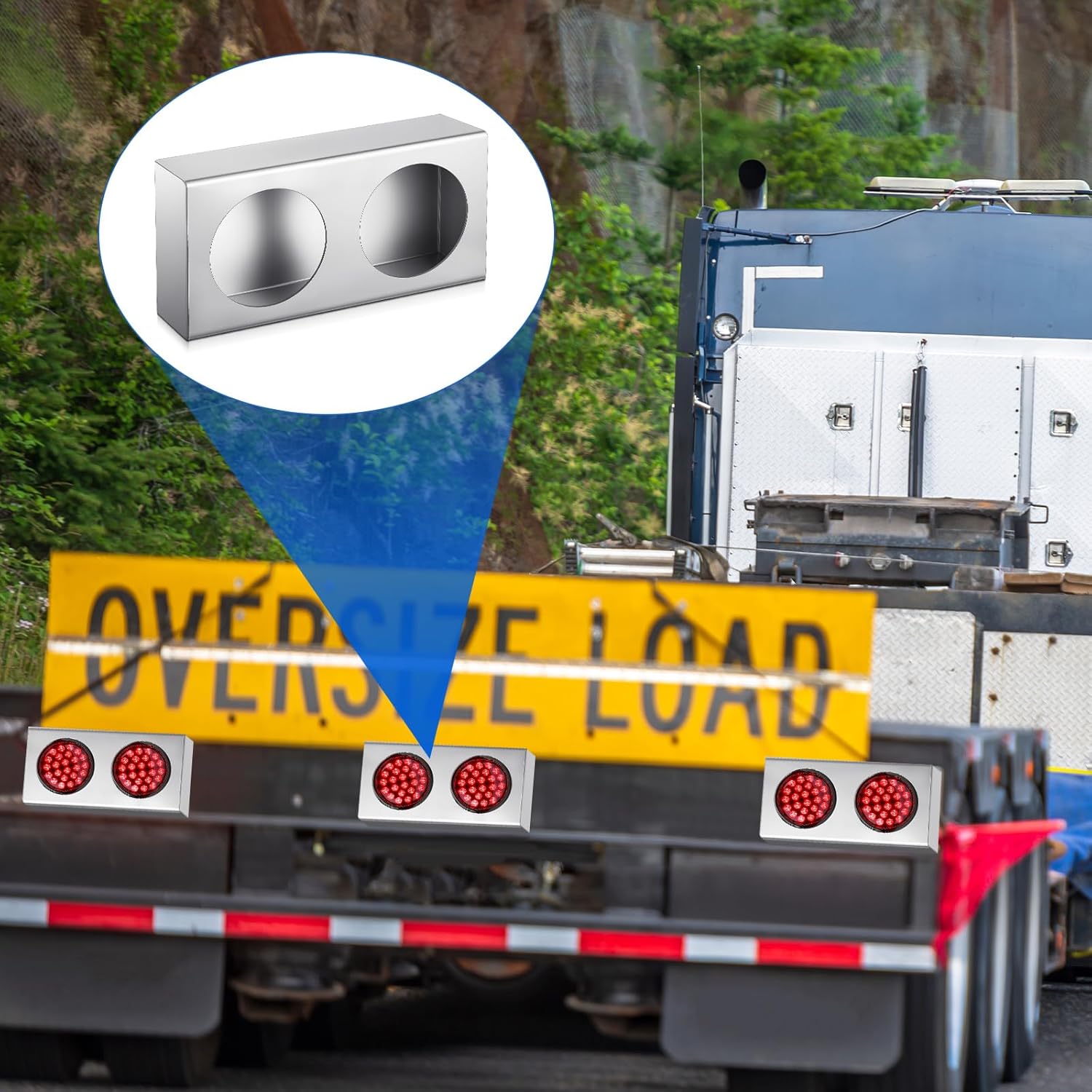 Boao 2 Pcs Tail Light Box Dual 4" Round 14 Ga Stainless Steel No Coating Brake Lights Box for Truck or Trailer