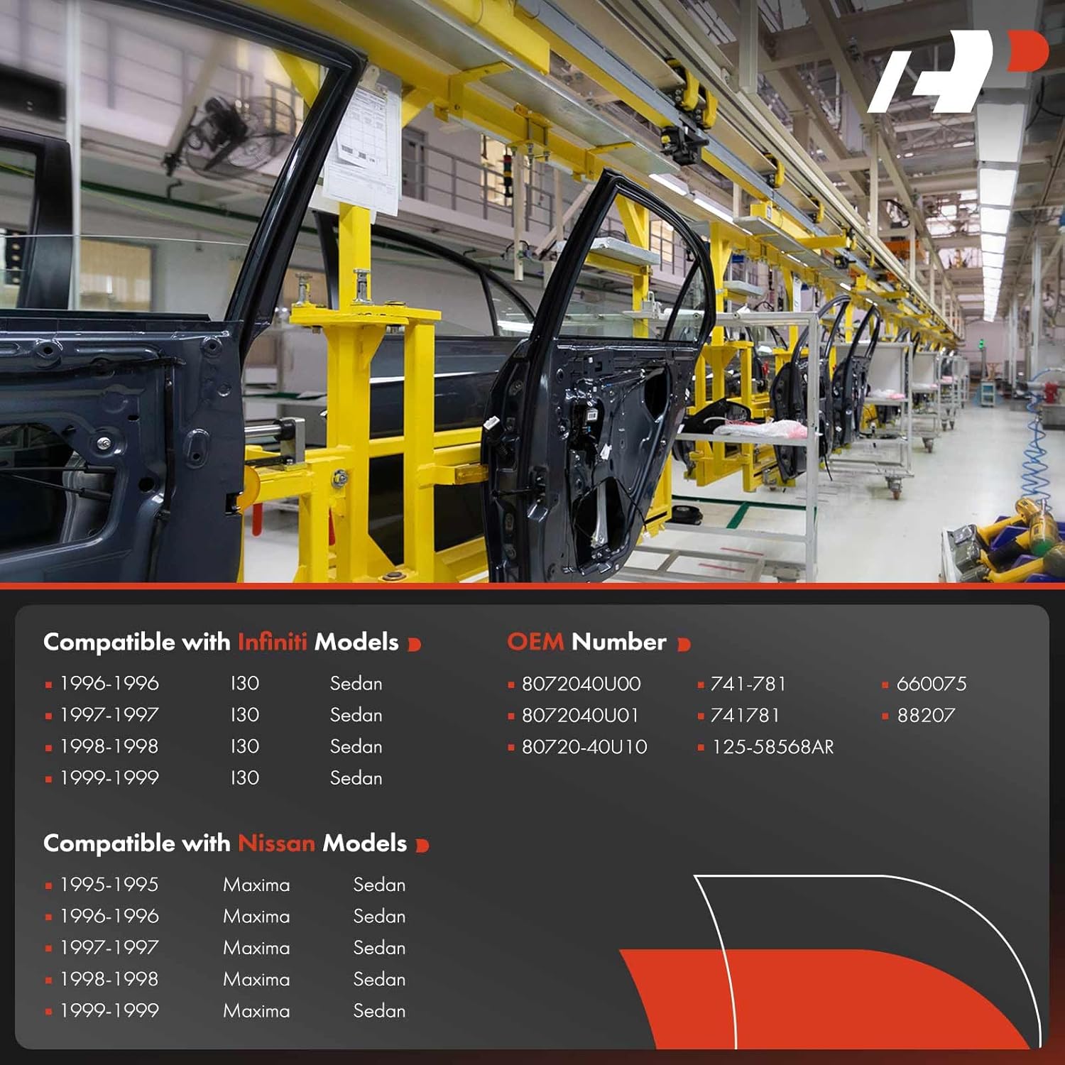 A-Premium Power Window Regulator with Motor Compatible with Infiniti I30 1996-1999 Nissan Maxima 1995-1999 Front Right Passenger Side