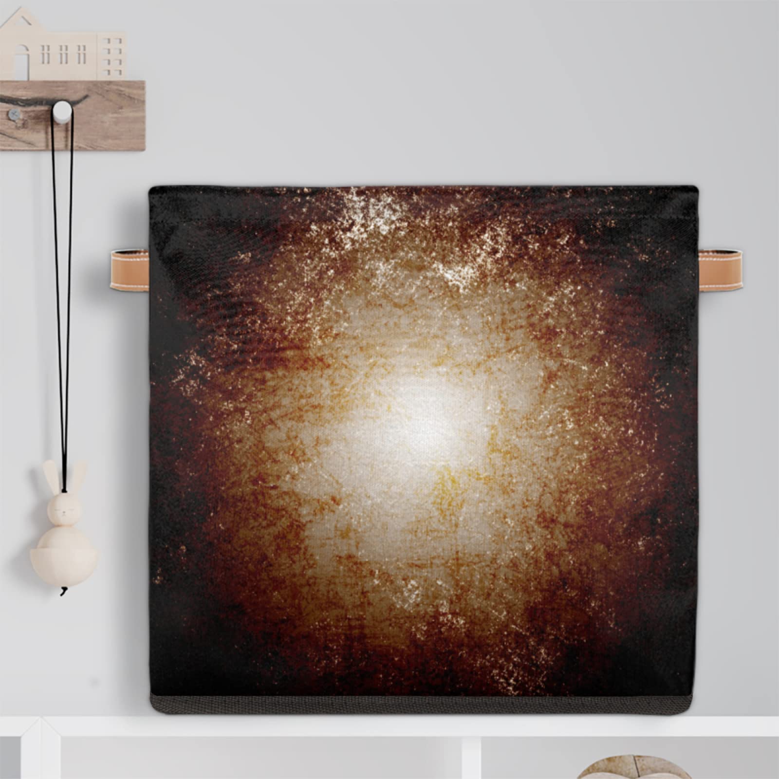 Vasto contenitore con motivi di spazio esterno cestino decorativo cielo stellato con manici armadio mensola organizer per casa e ufficio, confezione da 2