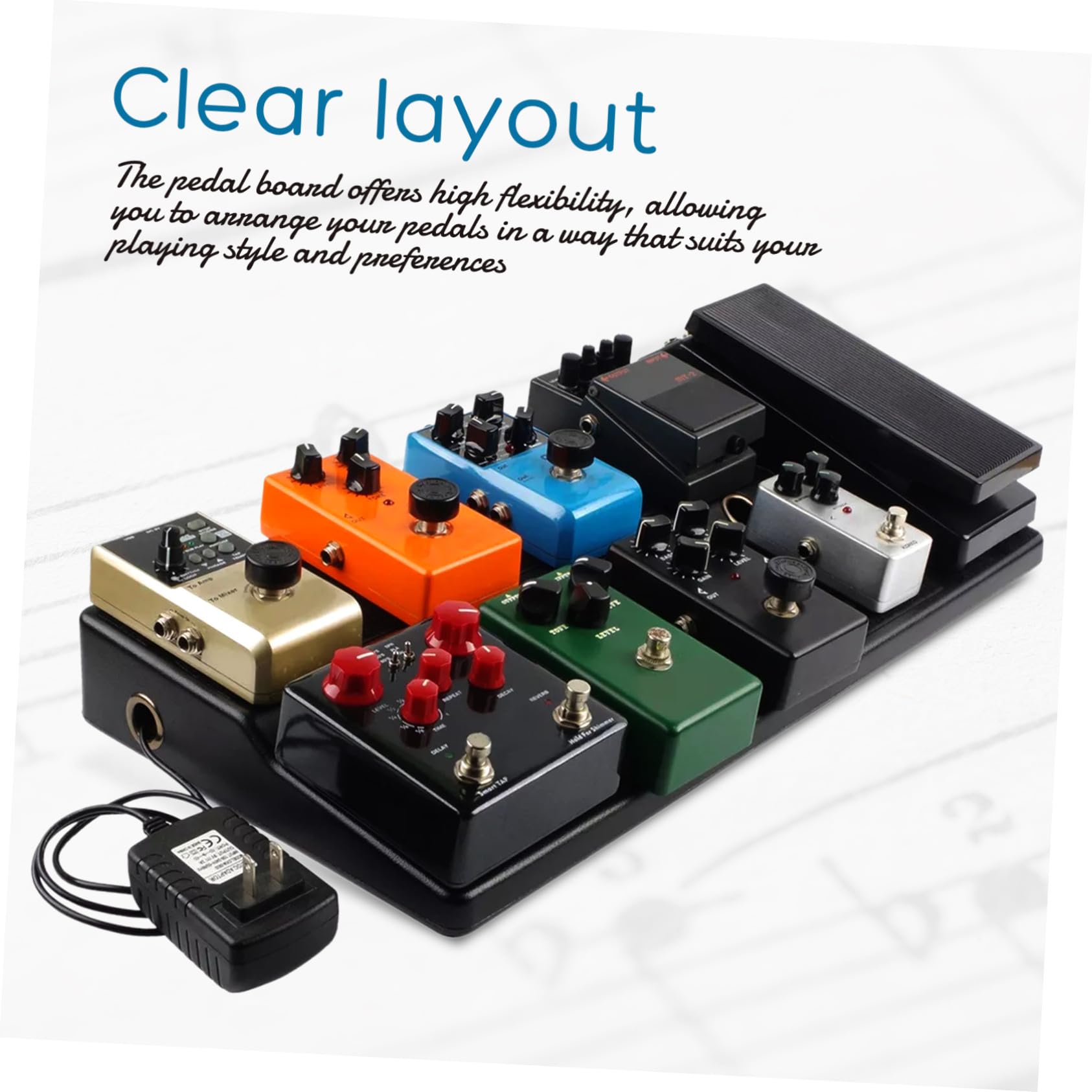 Schwarzes Gitarreneffekt Pedalboard aus Pe, Leicht und Tragbar | Live Auftritte und Proben, Hohe Flexibilität, Robuste Ausführung, mit Ständer, Netzteil, Halterung, Tasche