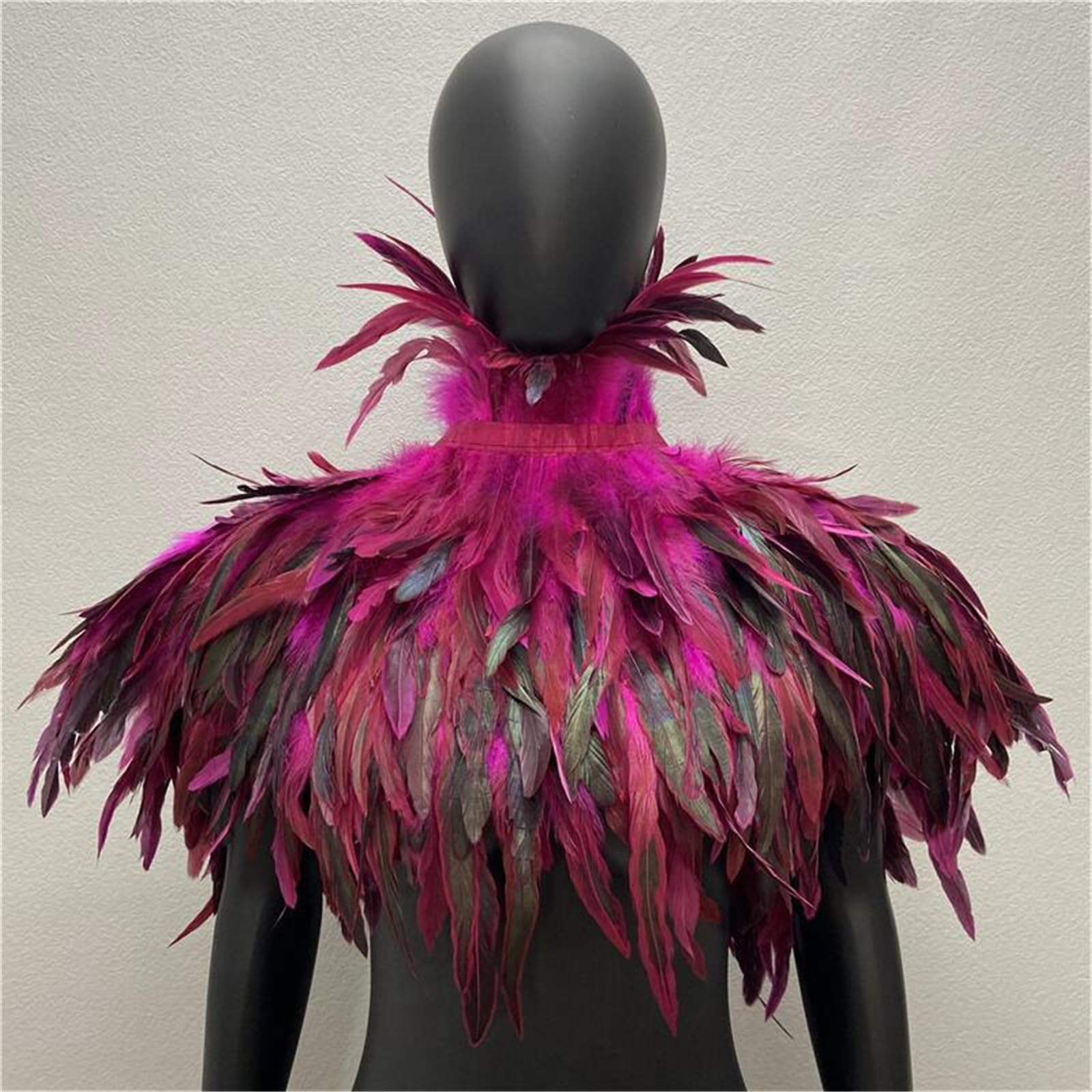 Mantello gotico con piume per adulti donne scialle festa a tema costume festival musicale vestire collo sciarpe da donna sciarpa collo accessorio per feste di Halloween