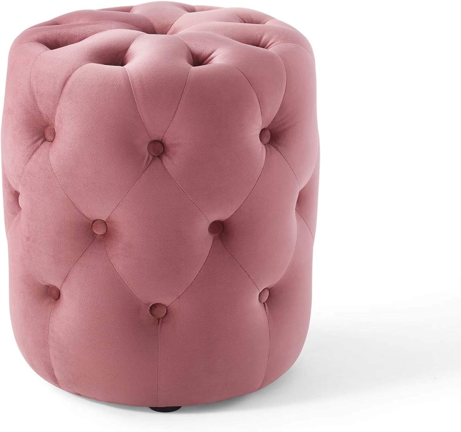 Amour Tufted Button Round Ottoman - Stain-Resistant Velvet, Luxurious Seating, Glamorous Design - Perfect for Living Room, Bedroom, Entryway. Weight Capacity: 500 lbs. Includes 1 Ottoman.