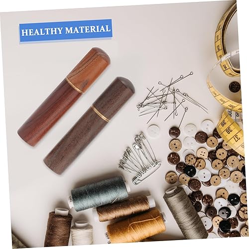 Miniatura 6 de EXCEART Organizador de agujas de coser, caja de madera portátil de 4 piezas para accesorios y suministros de costura