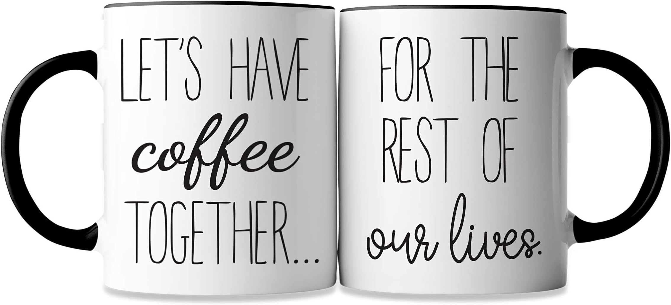Celebrimo Lets Have Coffee Together For The Rest Of Our Lives Coffee Mug Set - Engagement Mr and Mrs Wedding Gift for Couple - Bridal Shower Engaged Bride and Groom Couples Mugs