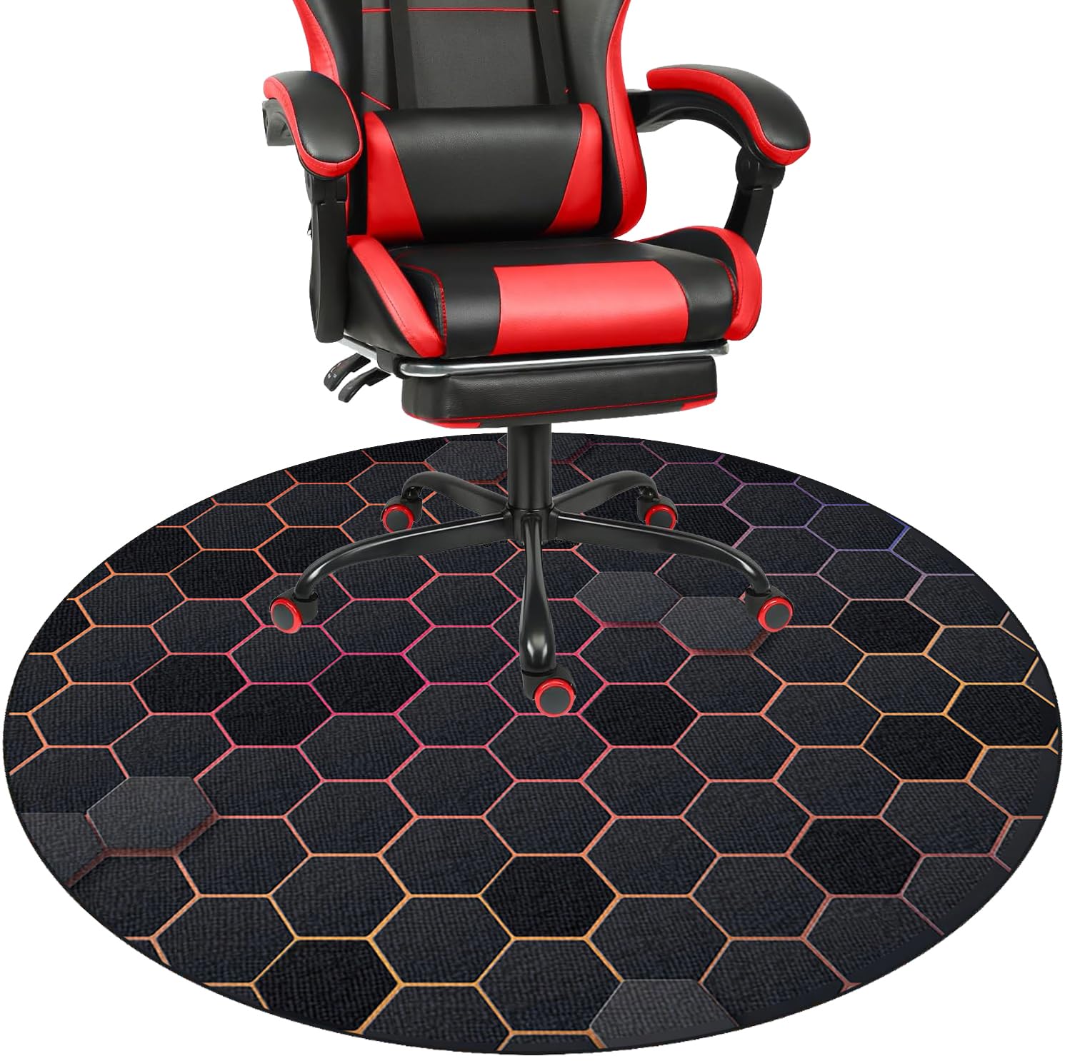Heavy Duty Gaming Chair Mats for Carpeted and Hardwood Floor Round Office Computer Desk Chair Mat 70 cm Floor Protector for Gaming Chair with Anti-Slip Backing, Under Desk Low Pile Gaming Rug