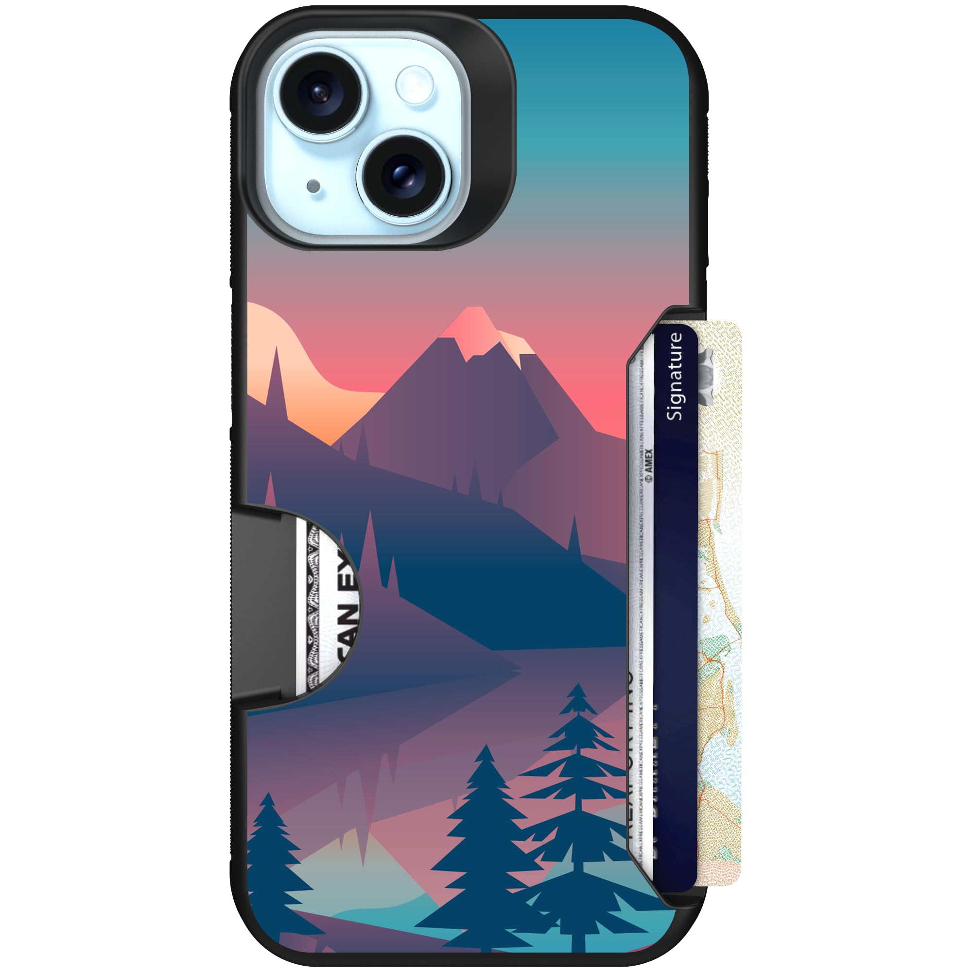 Scooch for iPhone 15/14/13 Case with Card Holder, Moneymate Wallet Case with Hidden Card Slot and Protection for 4 Cards, 10-Foot Drop Protection,