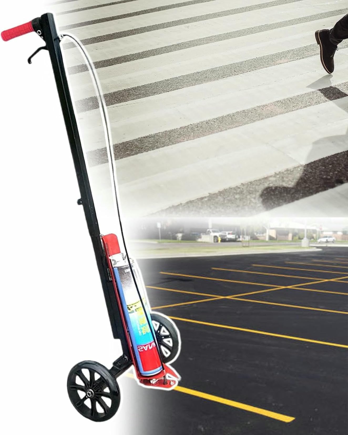 asdchZen Line Marker Machine For Basketball Courts And Garages - Hand-Push Lane Marking Applicator, Suitable For Various Surfaces