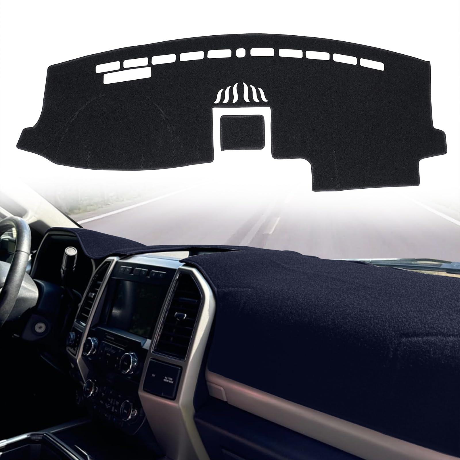 Photo 1 of puxhig Dashboard Cover Custom Fit for Ford F150 2015-2020 /F250 F350 F450 Superduty 2017-2022 / Expedition 2018-2021 with Light Sensor,Dash Cover Mat Pad Carpet Protector (Black)