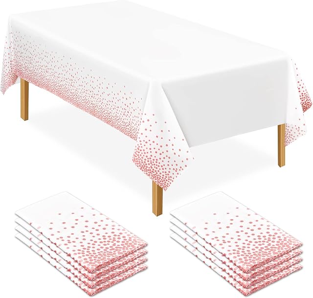 8 Packs Rose Gold Disposable Tablecloths Party Table Cloths ,54" x 108" Plastic Table Cover for Parties,Graduation,BBQ,Birthday,Fine Dining,Wedding