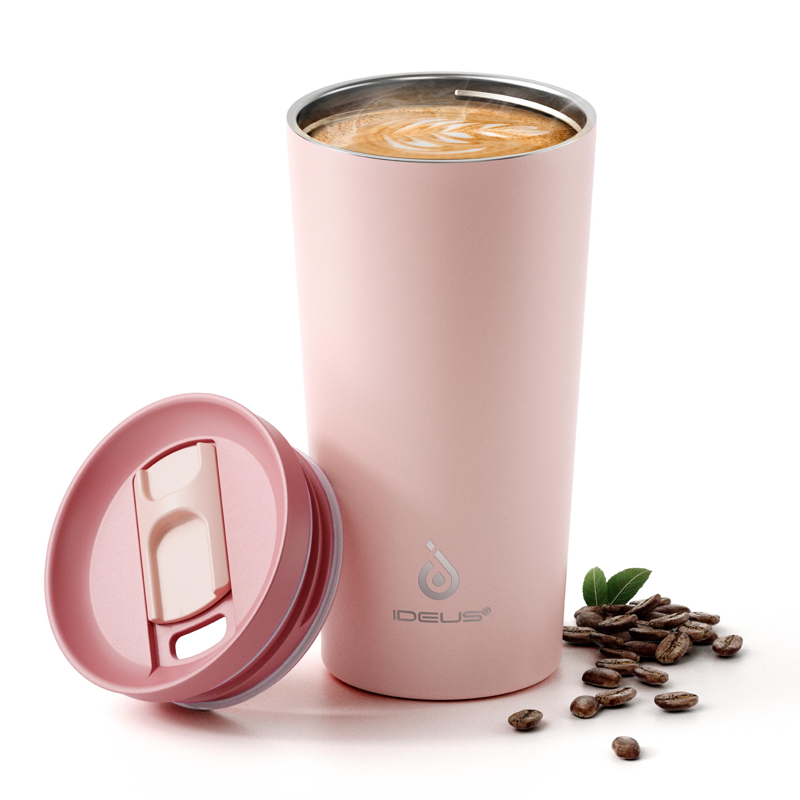 17 oz Travel Coffee Mug, Double Wall Vacuum Stainless Steel Insulated Coffee Tumbler With Lid, Splash-Proof & Cup Holder Friendly, Keeps Drinks Hot/Cold, Dishwasher Safe, Blush