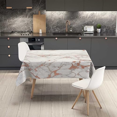 Miniatura 2 de Mantel rectangular con textura de mármol para mesa, decoración decorativa para el hogar, cocina, 52 x 70 pulgadas