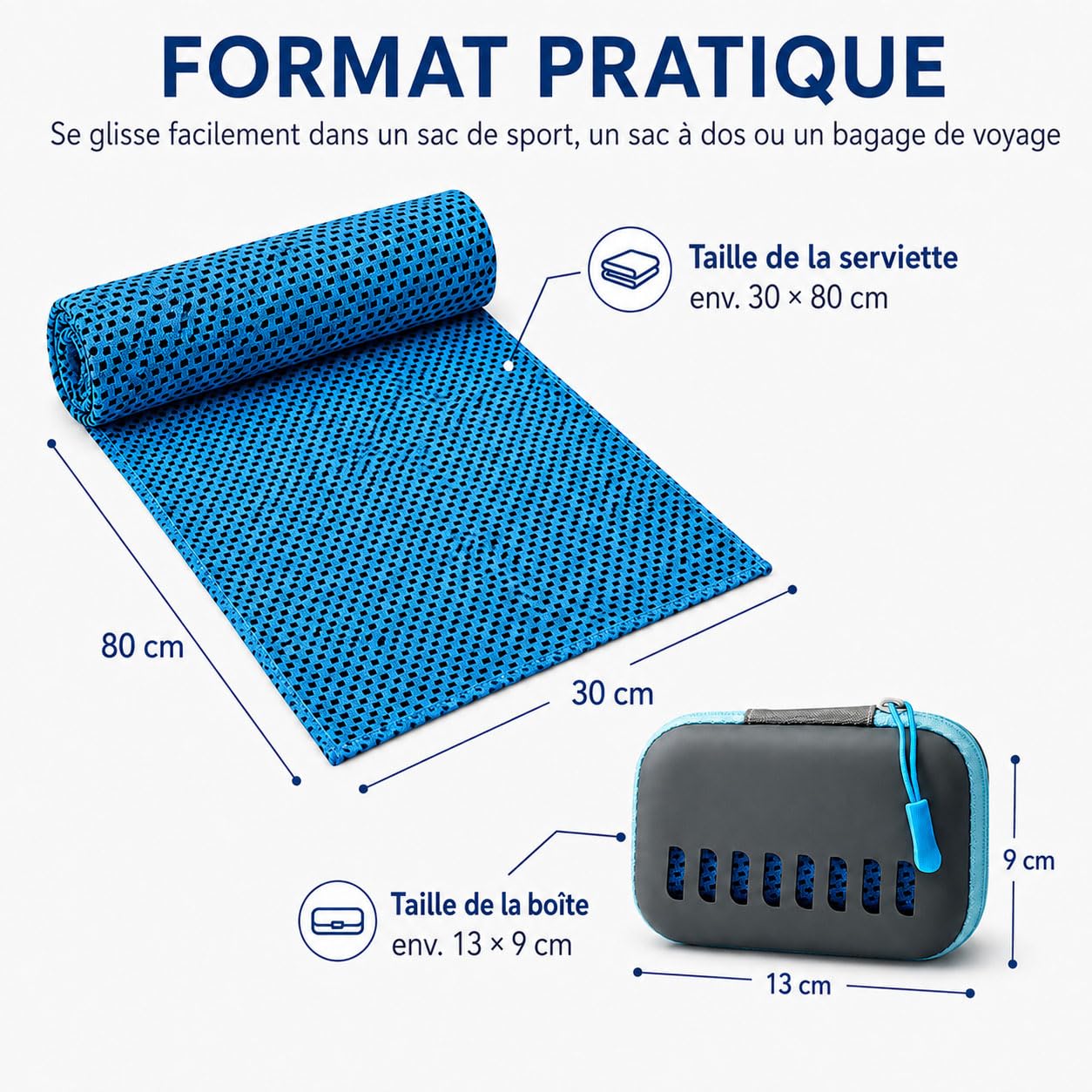 Générique Serviette rafraîchissante avec boîte de Rangement – ​​Lot de 3/5/ 9 – 30 x 80 cm – Serviette Polyvalente pour Le Sport, Le Cou et Les Voyages (9 pièces)
