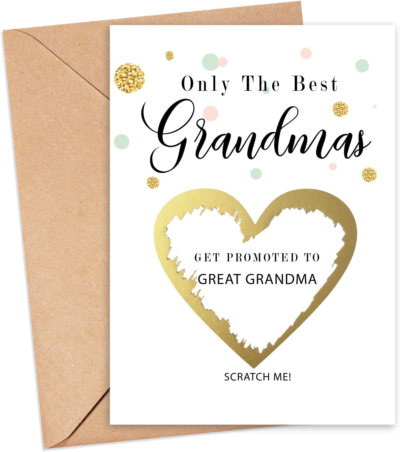 Pregnancy announcement card for best grandma get promoted to great grandma you're going to be scratch reveal new baby we are pregnant PA29