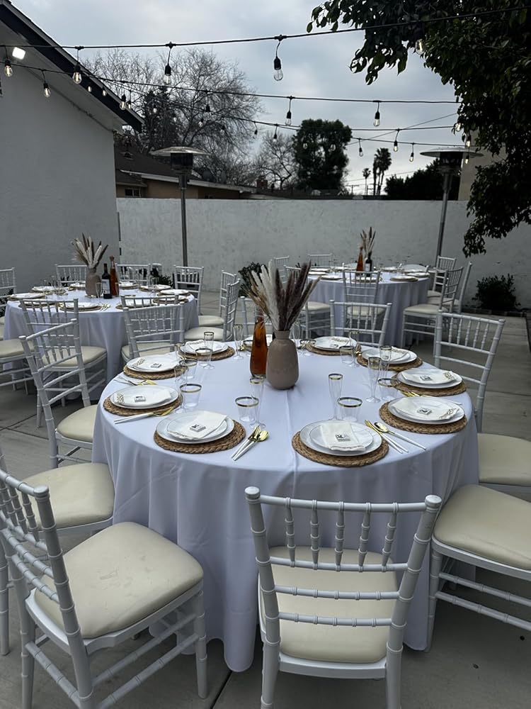 Goodluck 350 Pieces Disposable White with Gold Rim Plastic Dinnerware Set