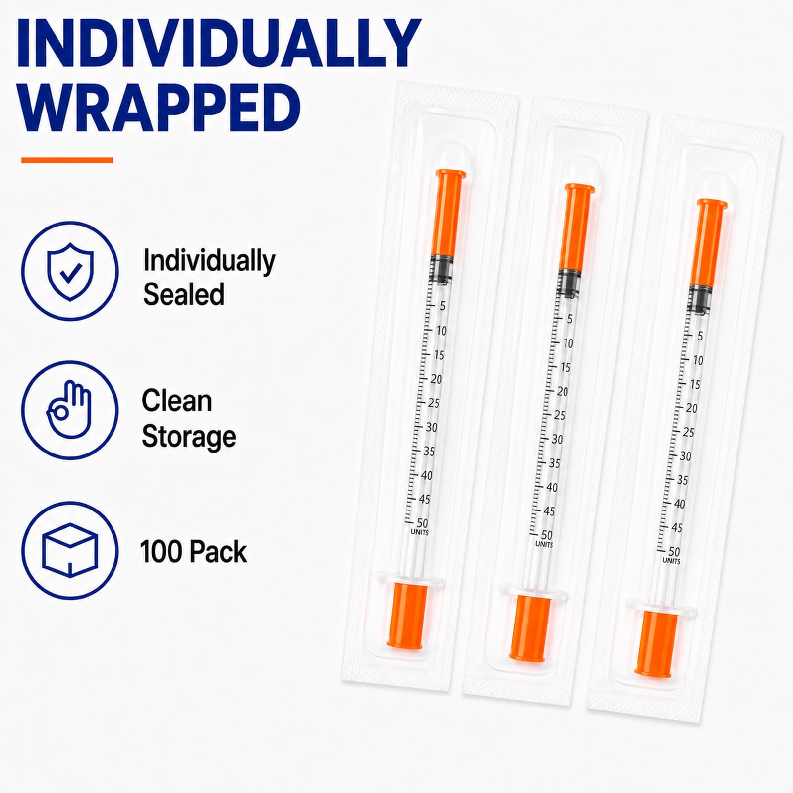 0.5 ml/cc Syringes, 31g 5/16 .5cc syringe with needle, 100 Count — Amazon image 3