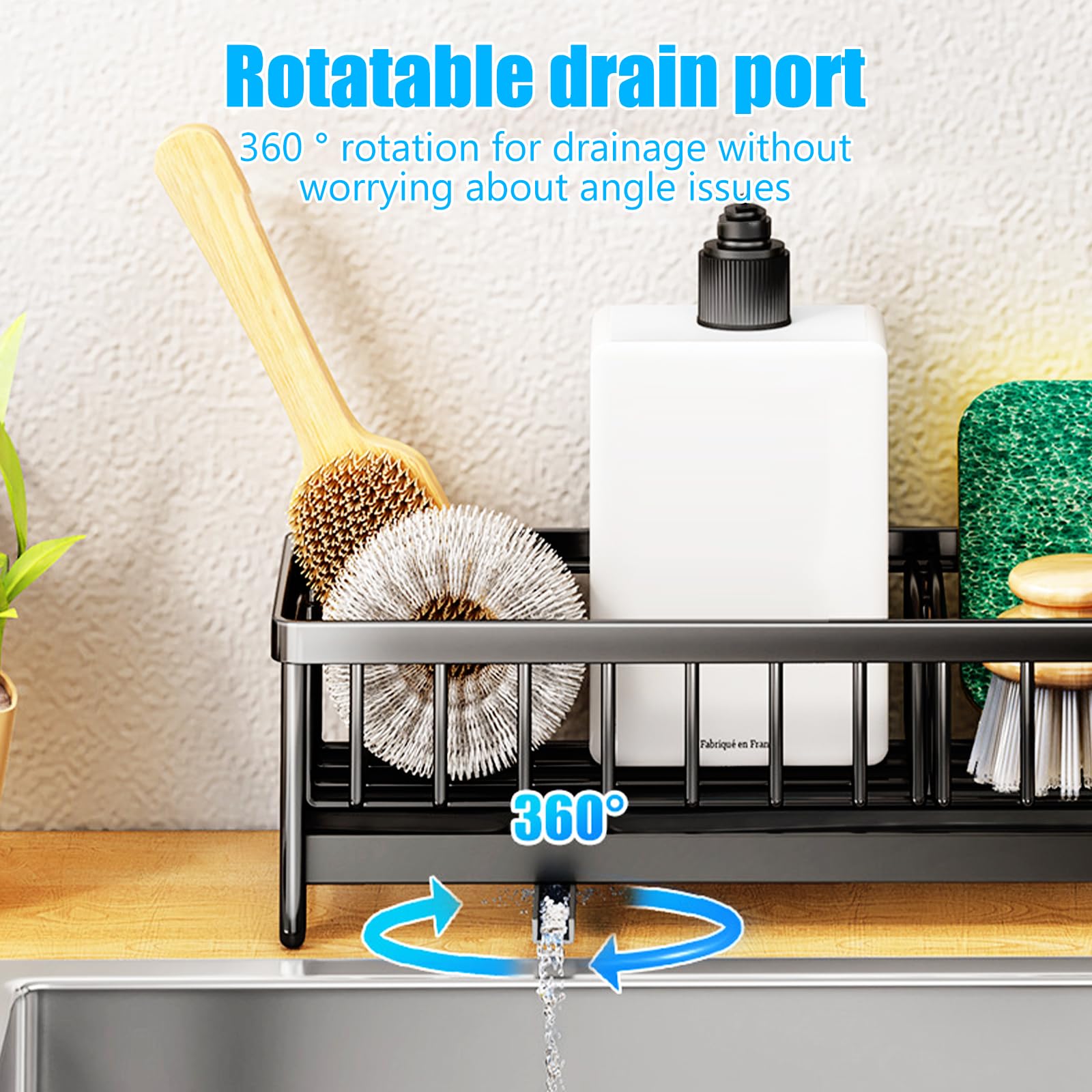 Organizer Lavello Acciaio Inox - Porta Spugna Autoadesivo, Senza Foratura, Antiruggine - Foto 3